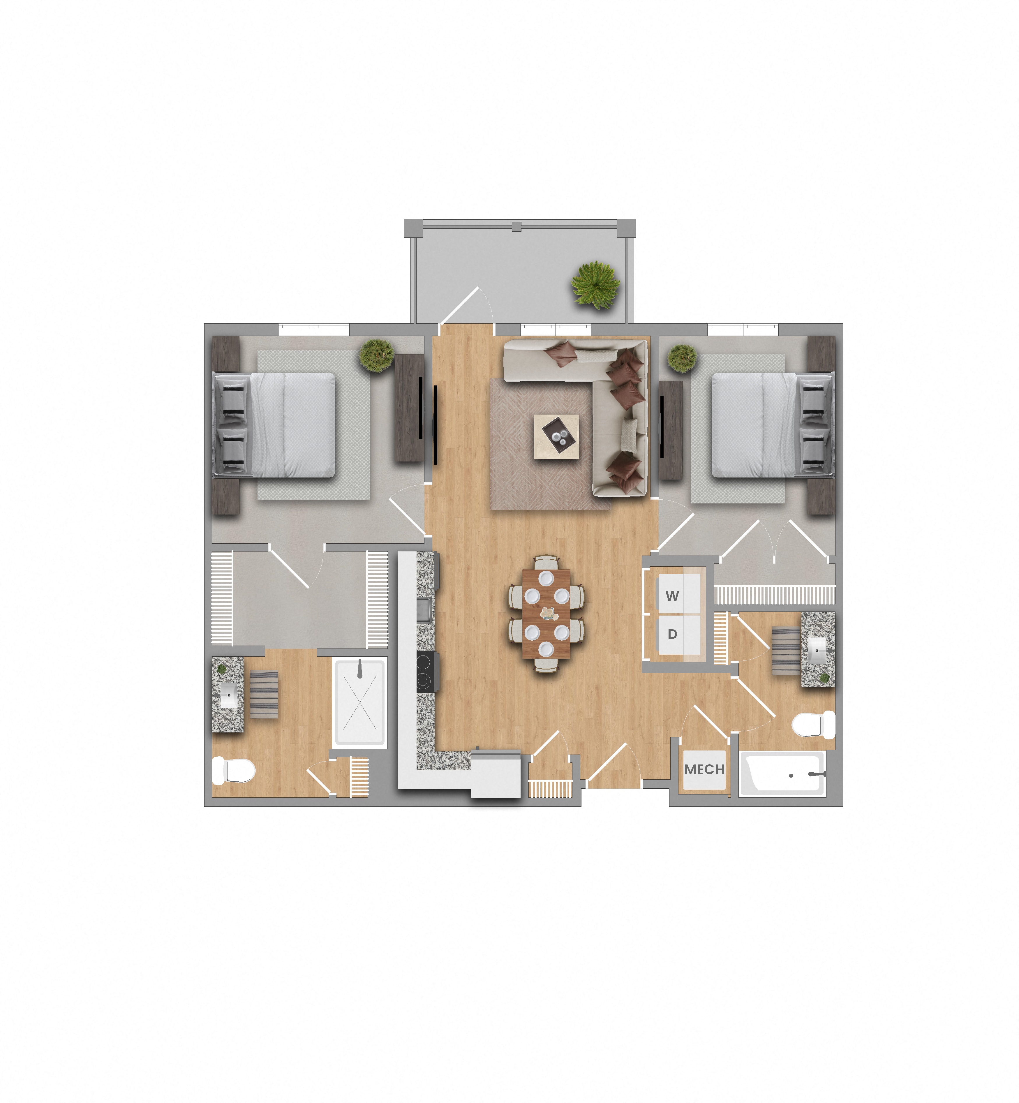a 2103 sq ft apartment with a floor plan